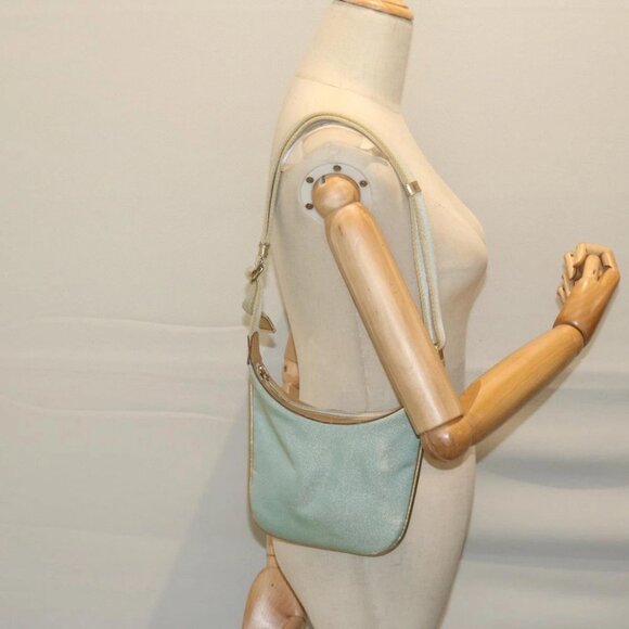 GUCCI Sherry Line Shoulder Bag Canvas Beige Light Blue 005 0814 Auth 64388 - Picture 9 of 16